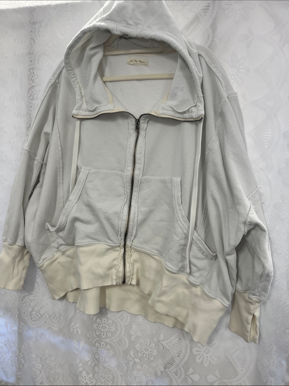 We The Free Light Gray Oversized Zip-Up Hoodie Jacket EUC S